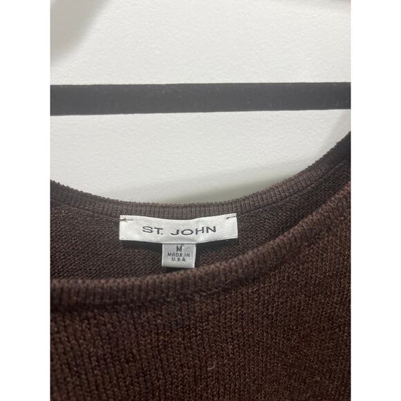 St. John Sleeveless Chocolate Brown Scoop Neck Knit Camisole Top Sz M - Picture 2 of 5